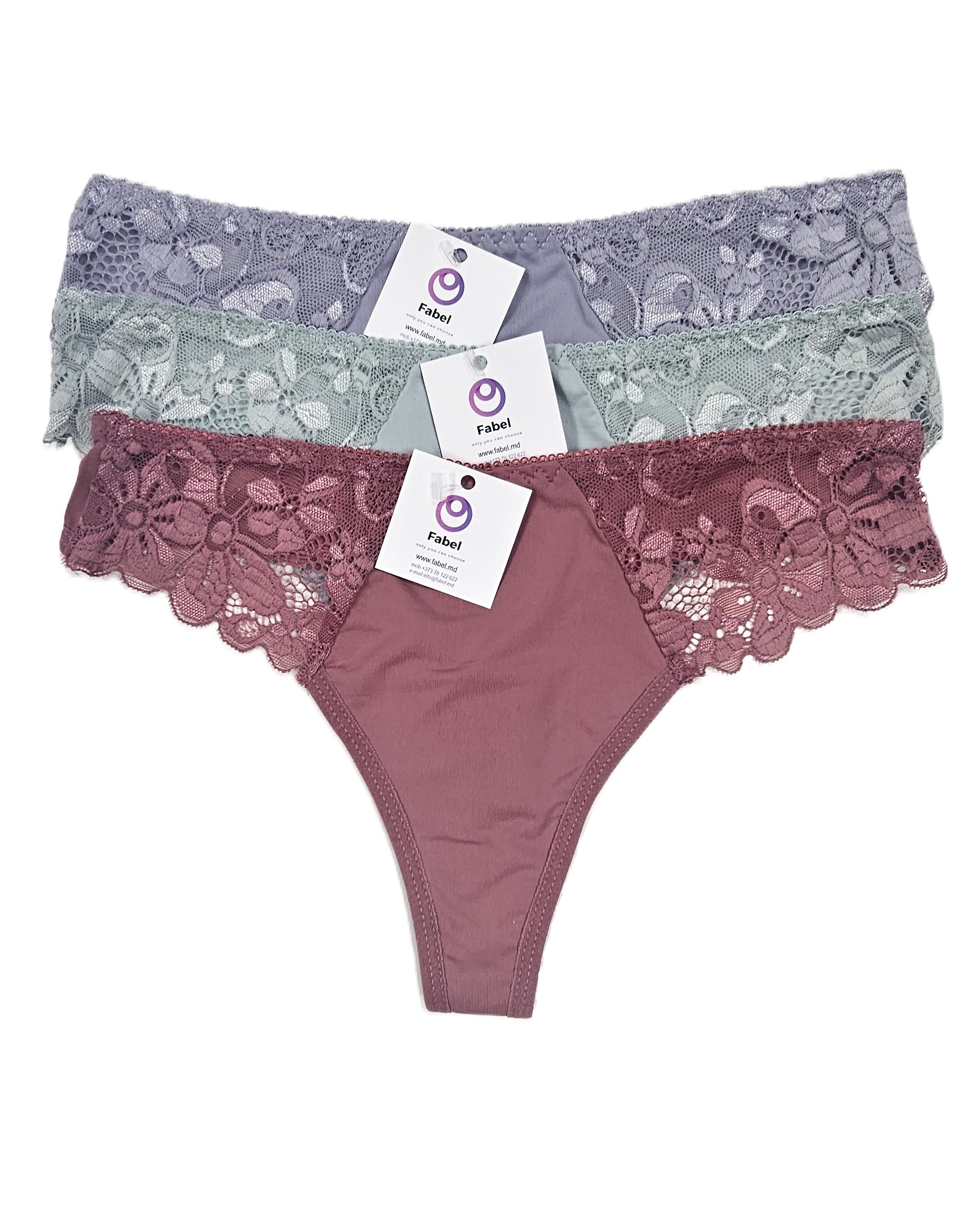 Tanga din microfibră cu dantelă. - imagine 3