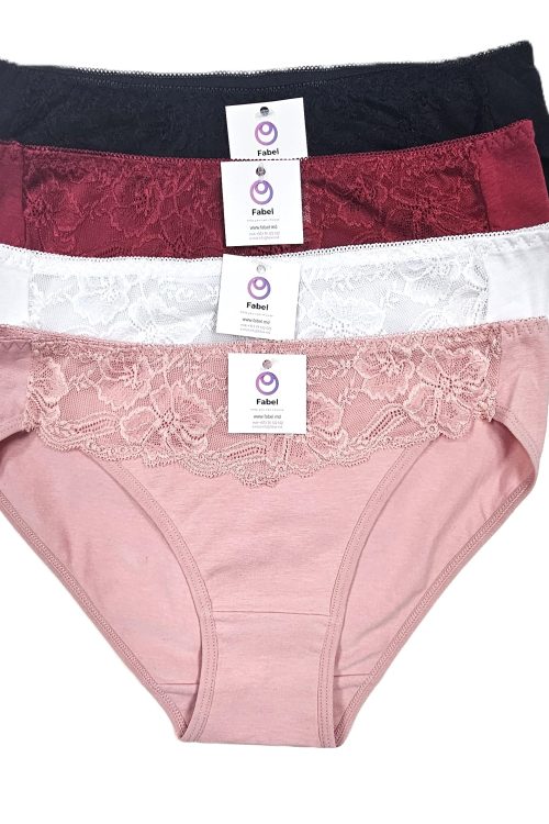 Slip clasic din bumbac cu dantelă