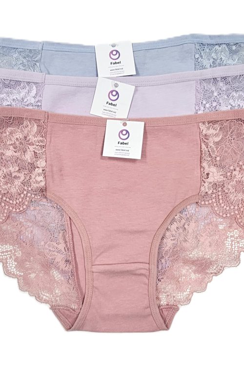 Chiloț clasic din bumbac cu dantelă și talie înaltă