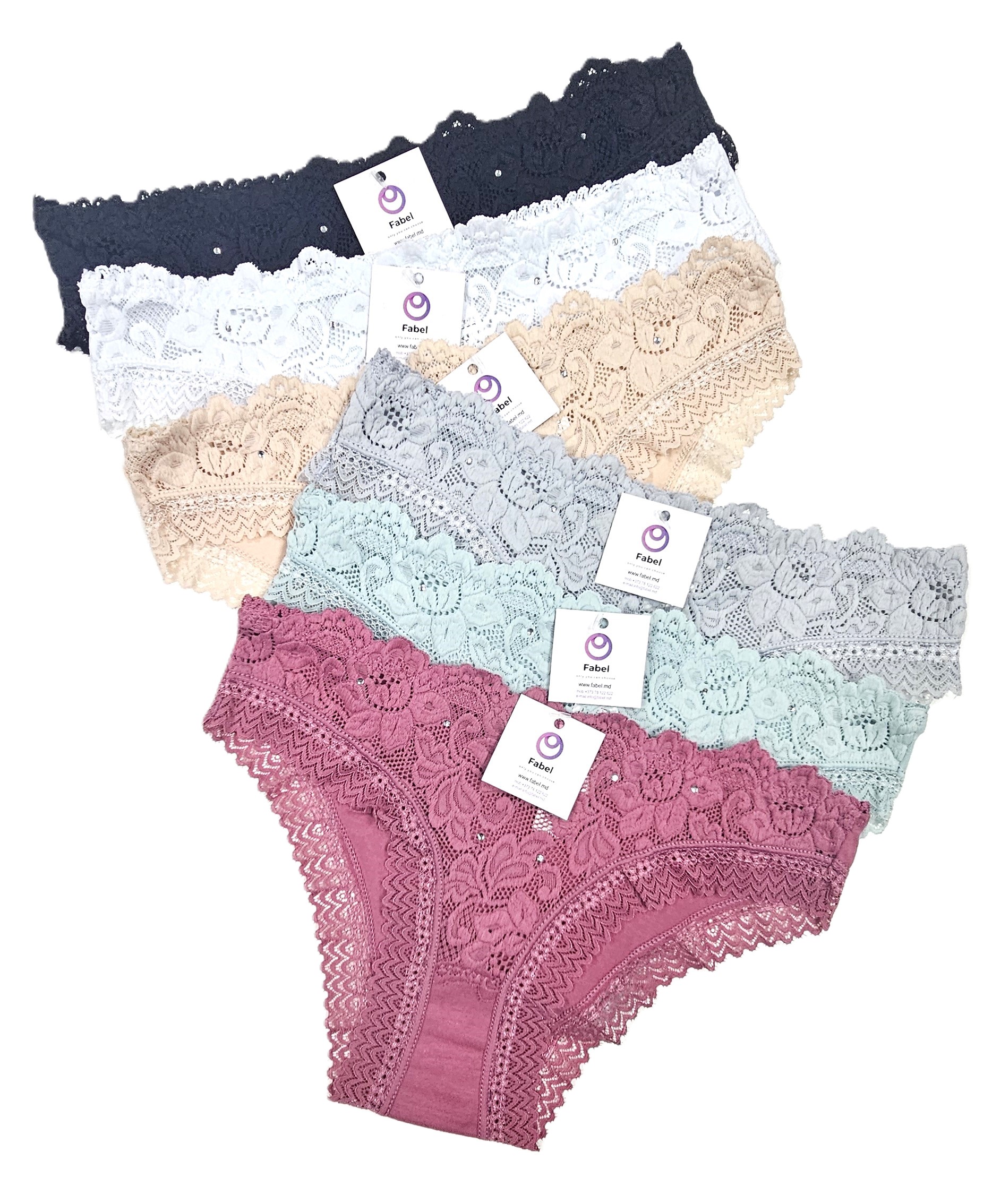 Slip din bumbac cu dantelă.