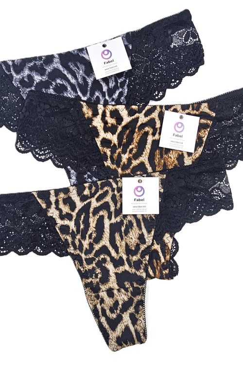 Brazilieni de dantelă  cu print leopard.