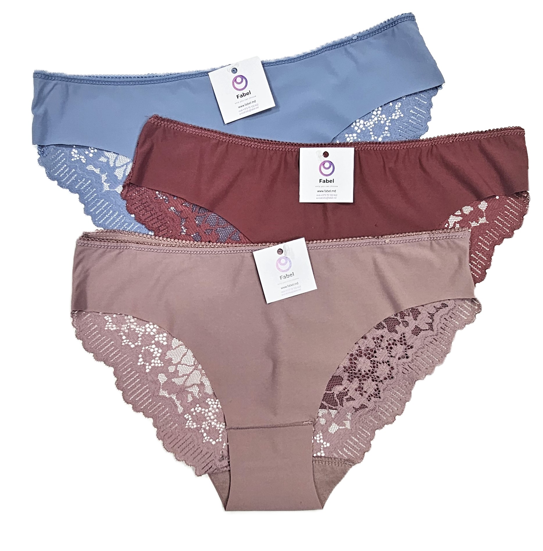 Slip Dyana microfibră cu dantelă.