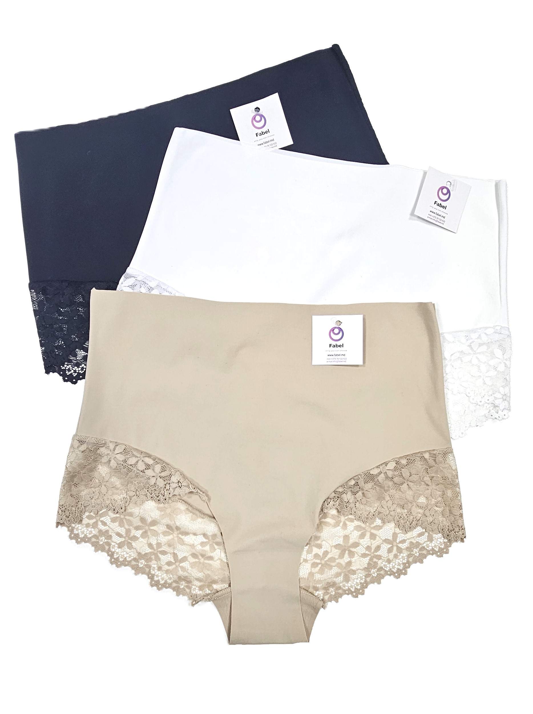 Chiloți invisible, microfibră și dantelă cu talie înaltă.