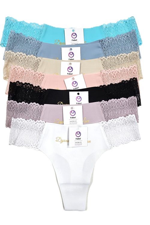 Tanga Dyana din microfibră cu dantelă.