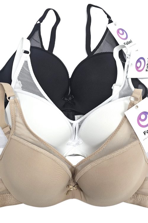 Sutien Push-up, microfibră cu dantelă, semitransparent la bust și spate.