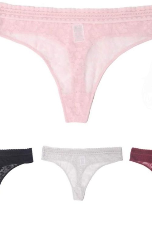 Tanga din bumbac cu dantelă.