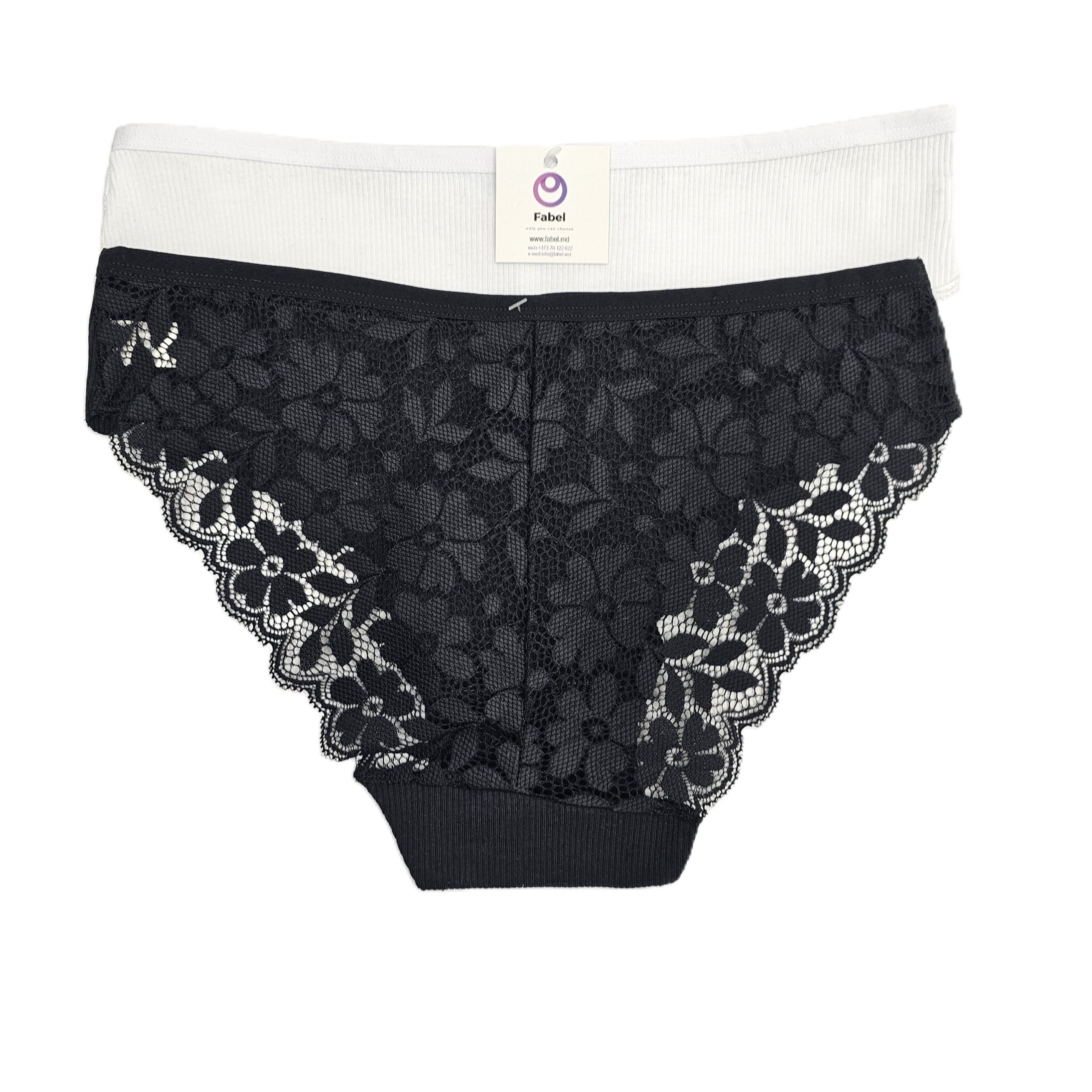 Slip din bumbac cu dantelă - imagine 3