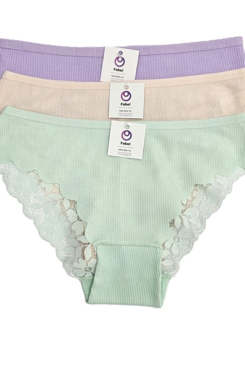 Slip din bumbac cu dantelă