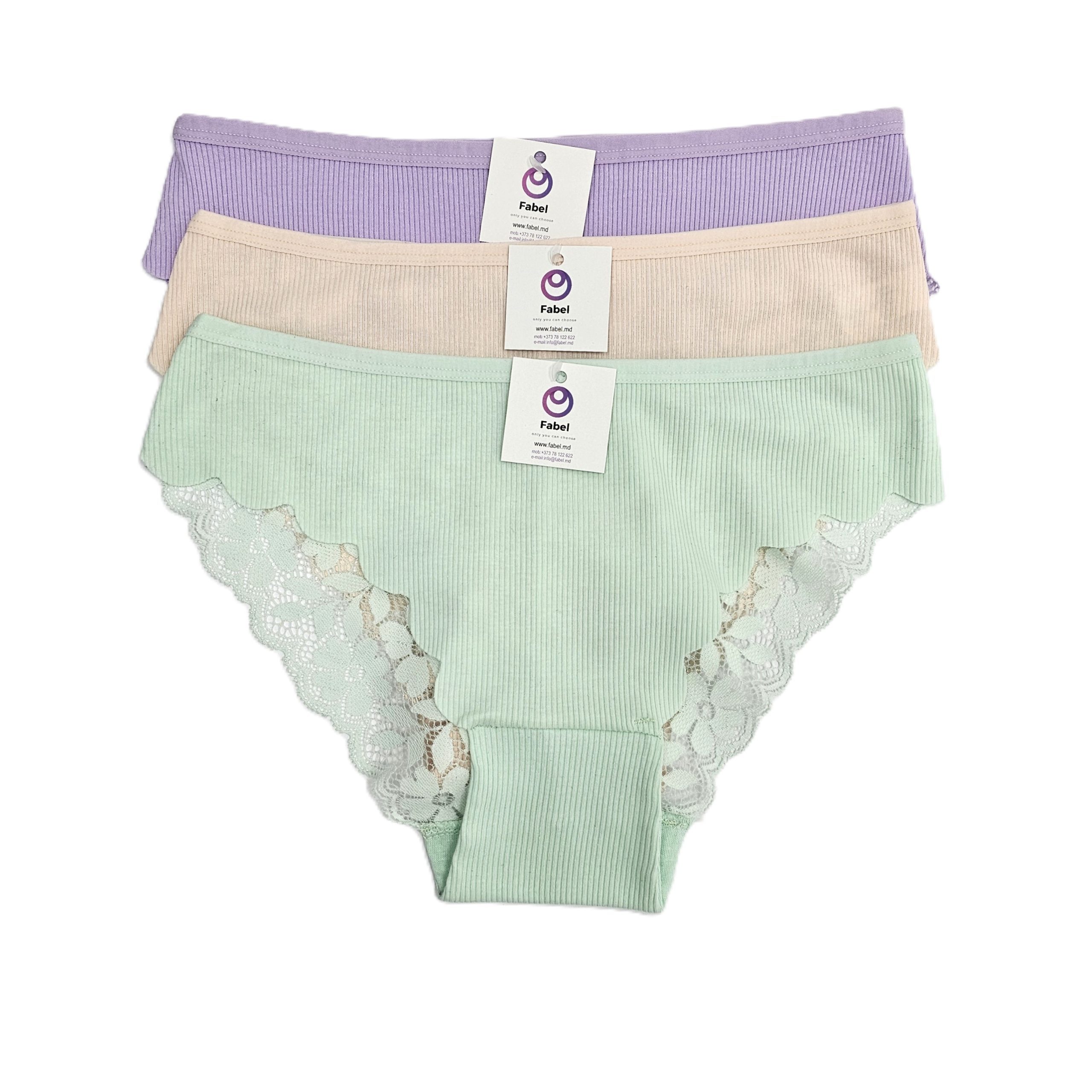 Slip din bumbac cu dantelă