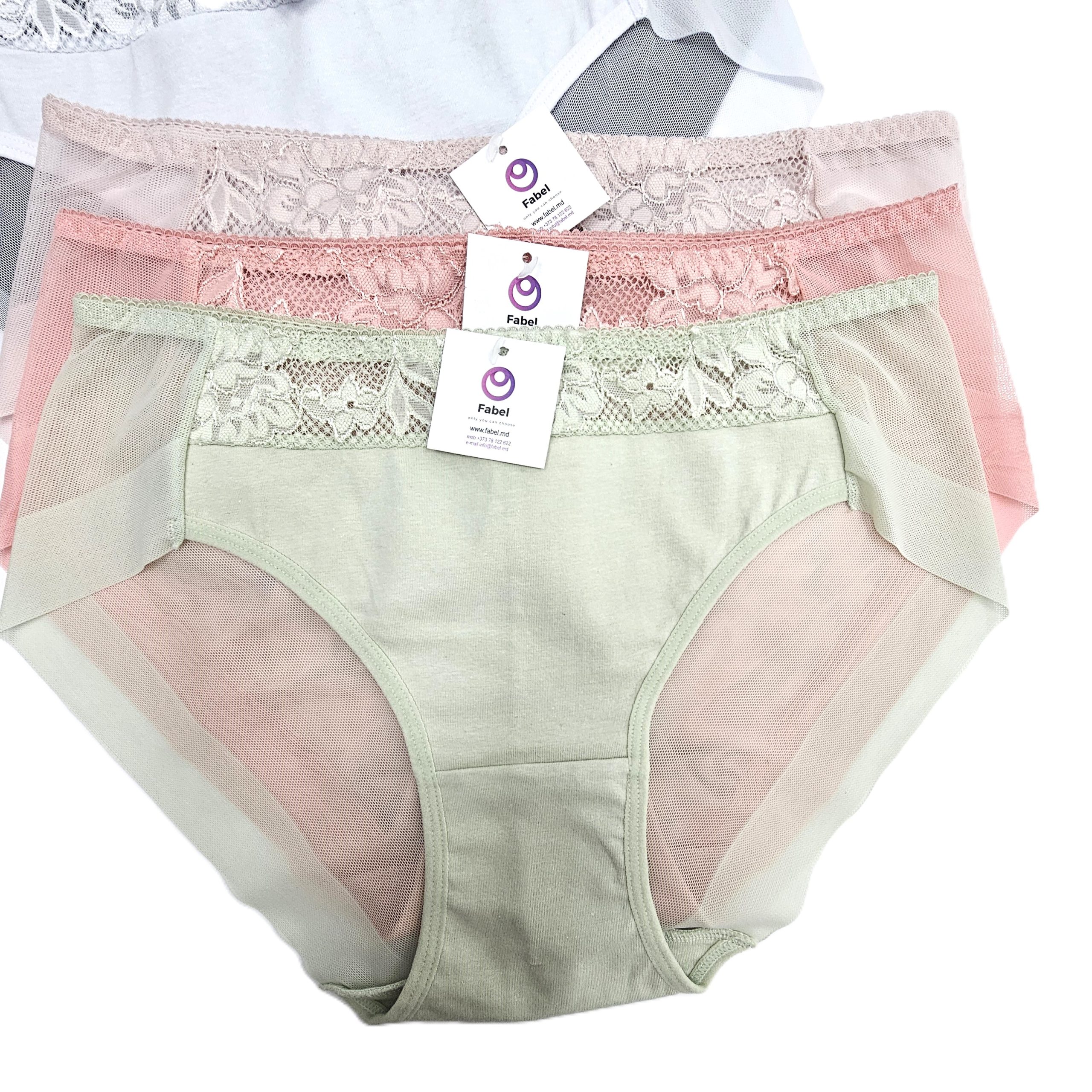 Chiloți din bumbac cu dantelă, posterior semitransparent . - imagine 2