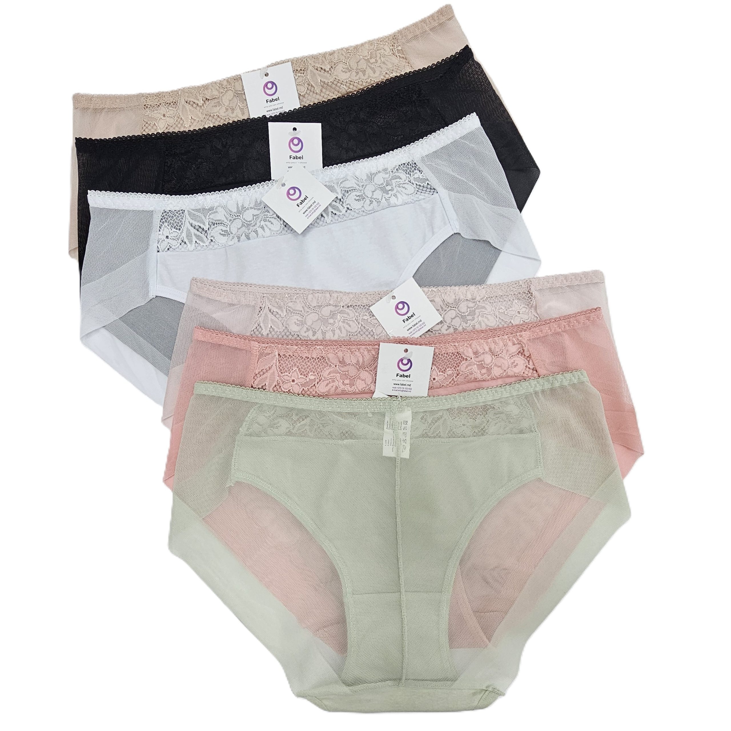 Chiloți din bumbac cu dantelă, posterior semitransparent . - imagine 3