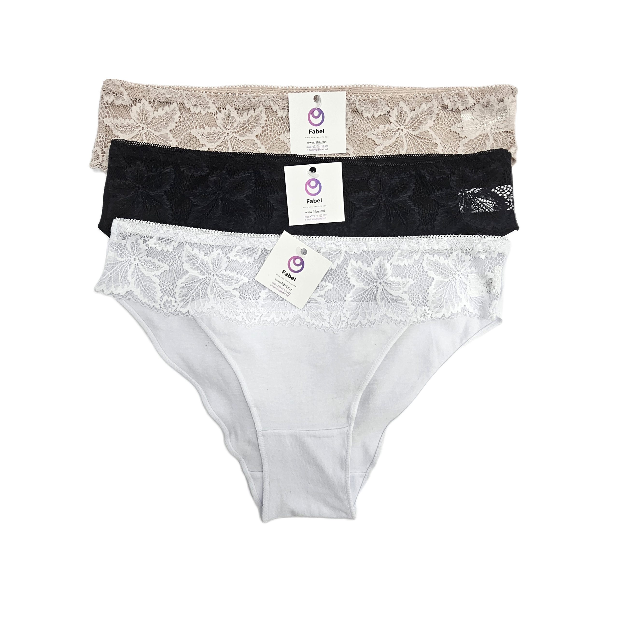 Slip din bumbac cu dantelă - imagine 3