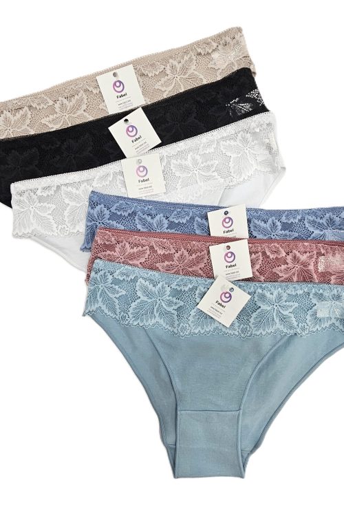 Slip din bumbac cu dantelă