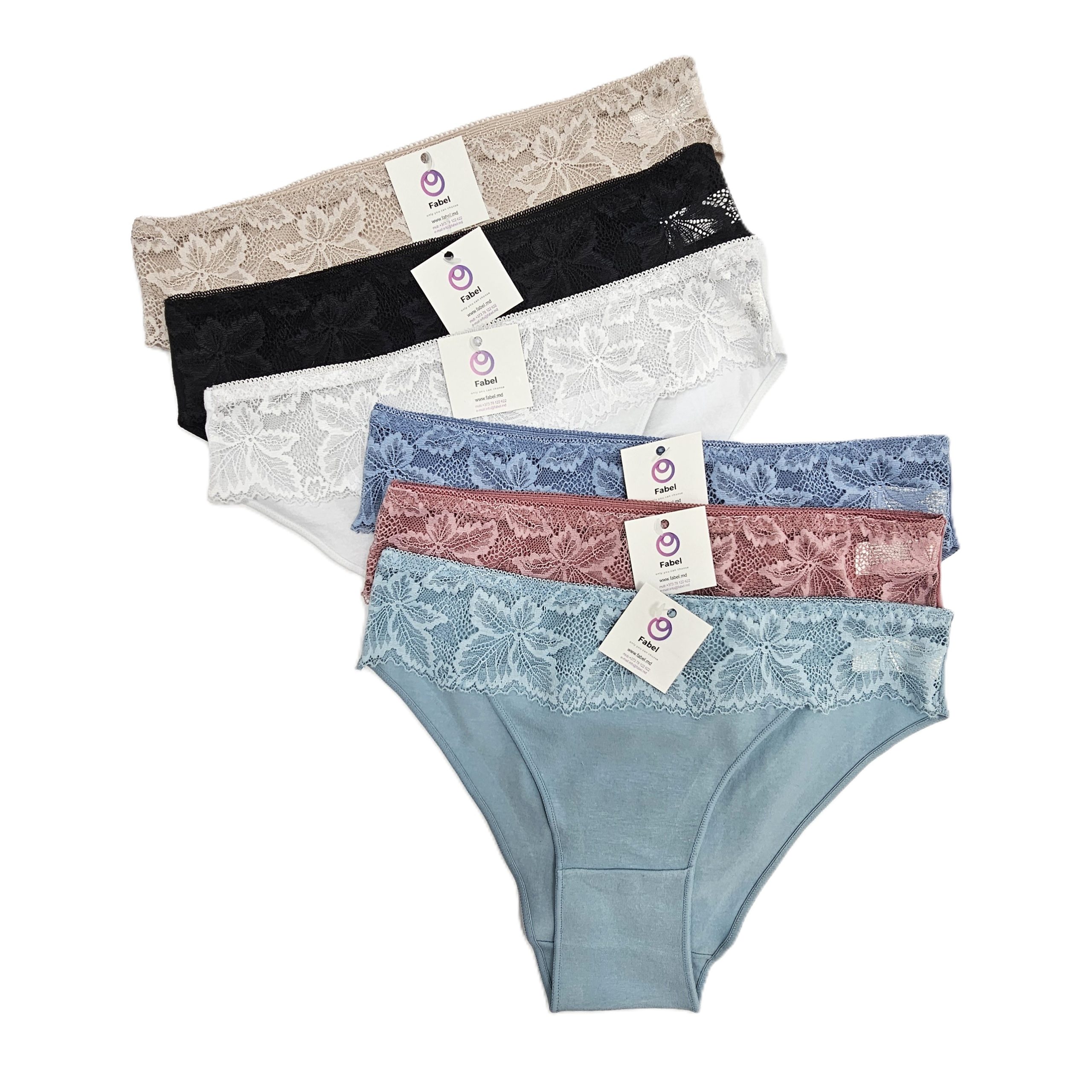 Slip din bumbac cu dantelă