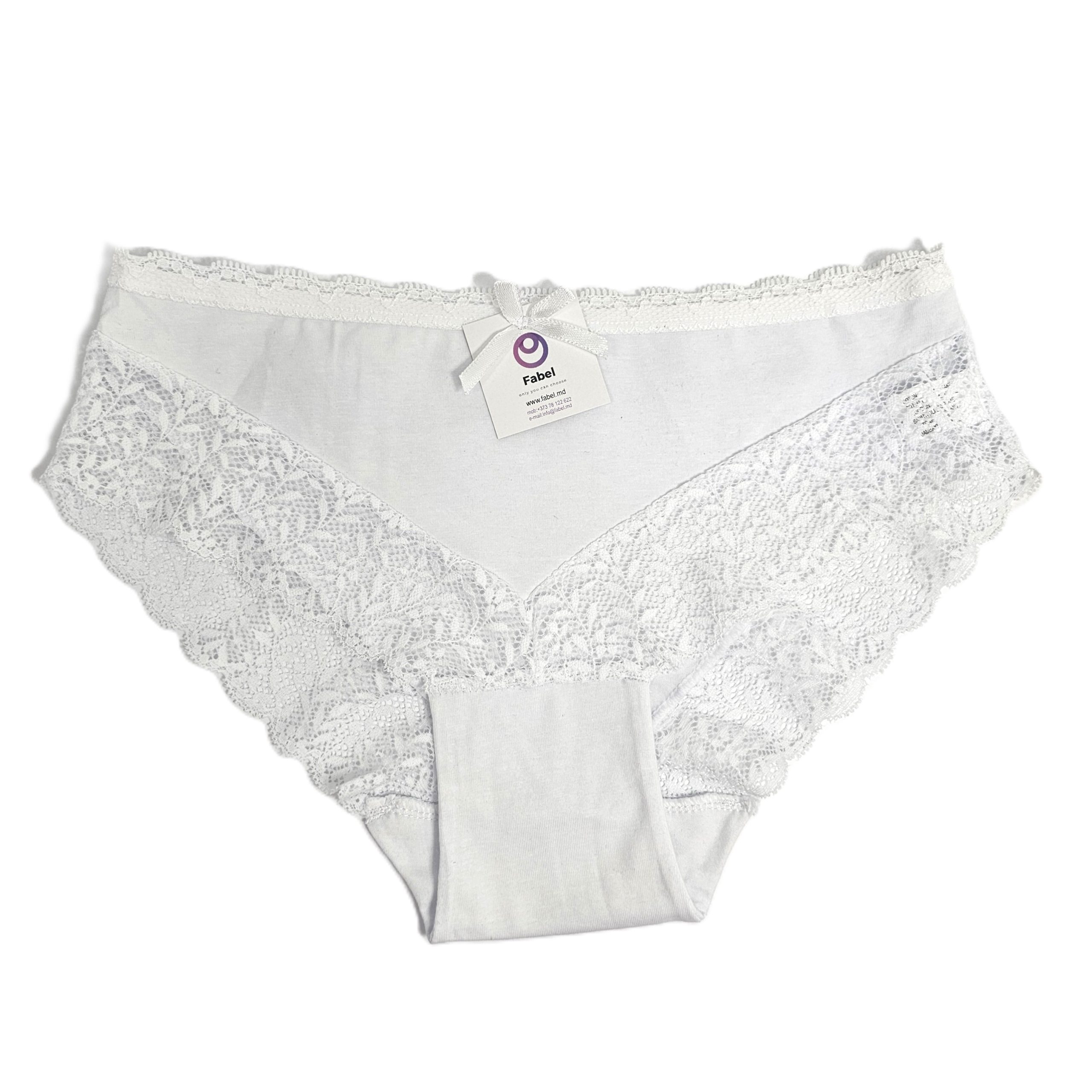 Slip din bumbac cu dantelă