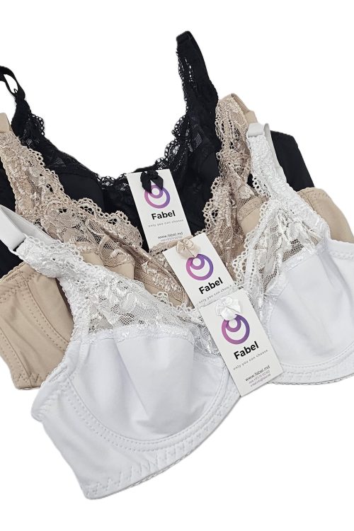 Sutien din microfibră cu dantelă, cu sârmă.