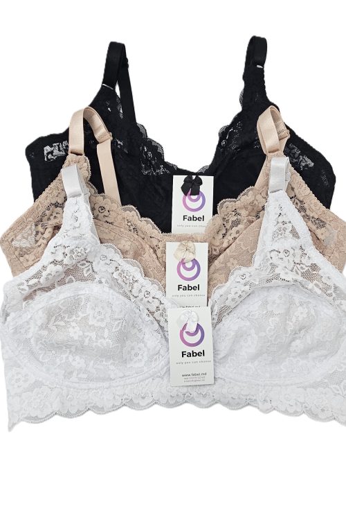 Sutien de dantelă, clasic semitransparent fără sârmă