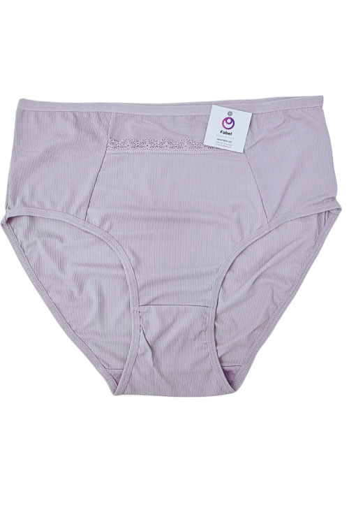 Chiloți clasici din microfibră cu dantelă și talie înaltă.