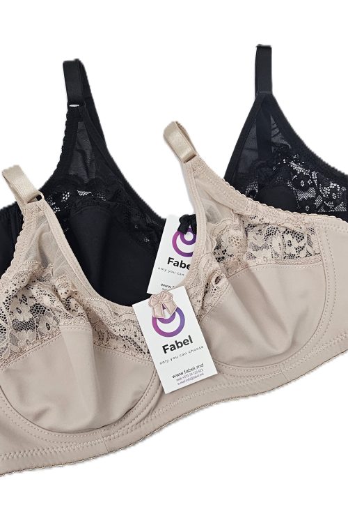 Sutien din microfibră fină, cu dantelă, cu sârmă.