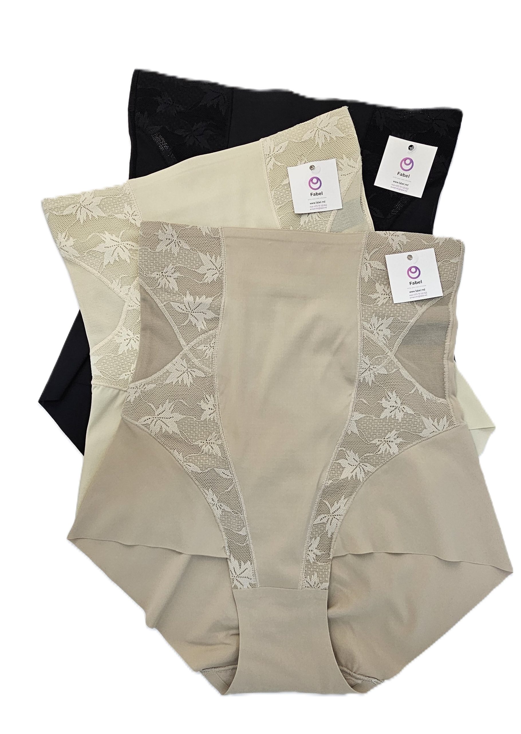 Chiloți modelatori, cu talie înaltă, cu bandă siliconată.