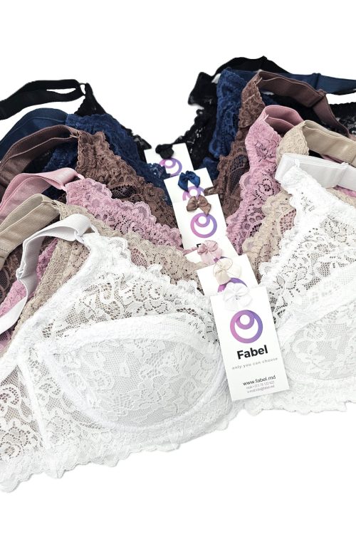 Sutien de dantelă cu cupa moale, cu sârmă .