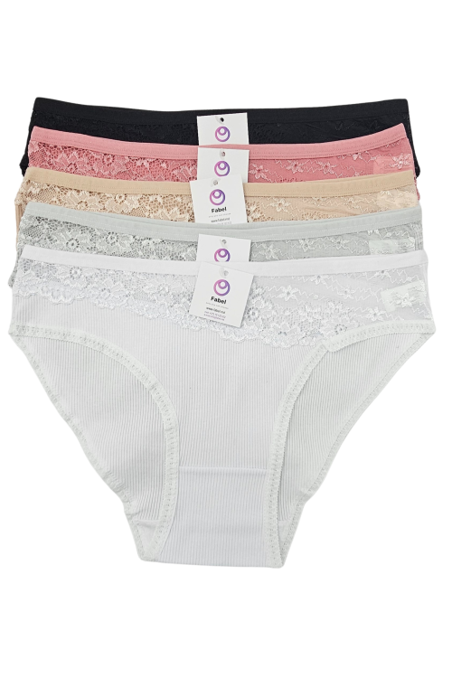 Slip clasic din bumbac cu dantelă