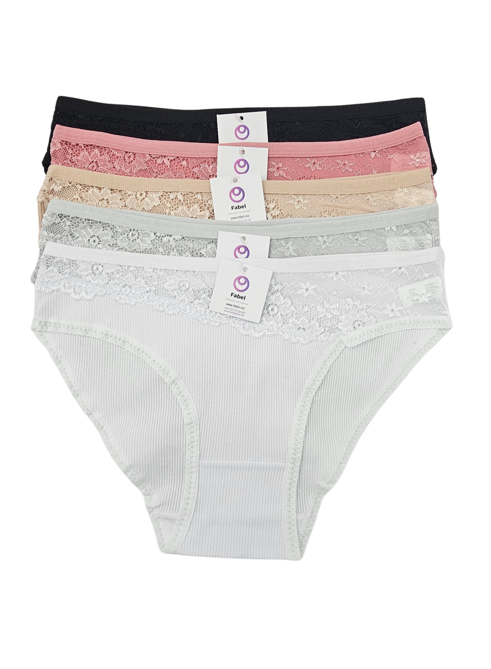 Slip clasic din bumbac cu dantelă