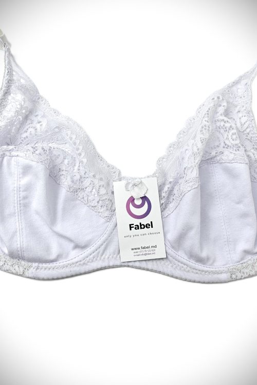Sutien clasic din bumbac și dantelă, cu sârmă.