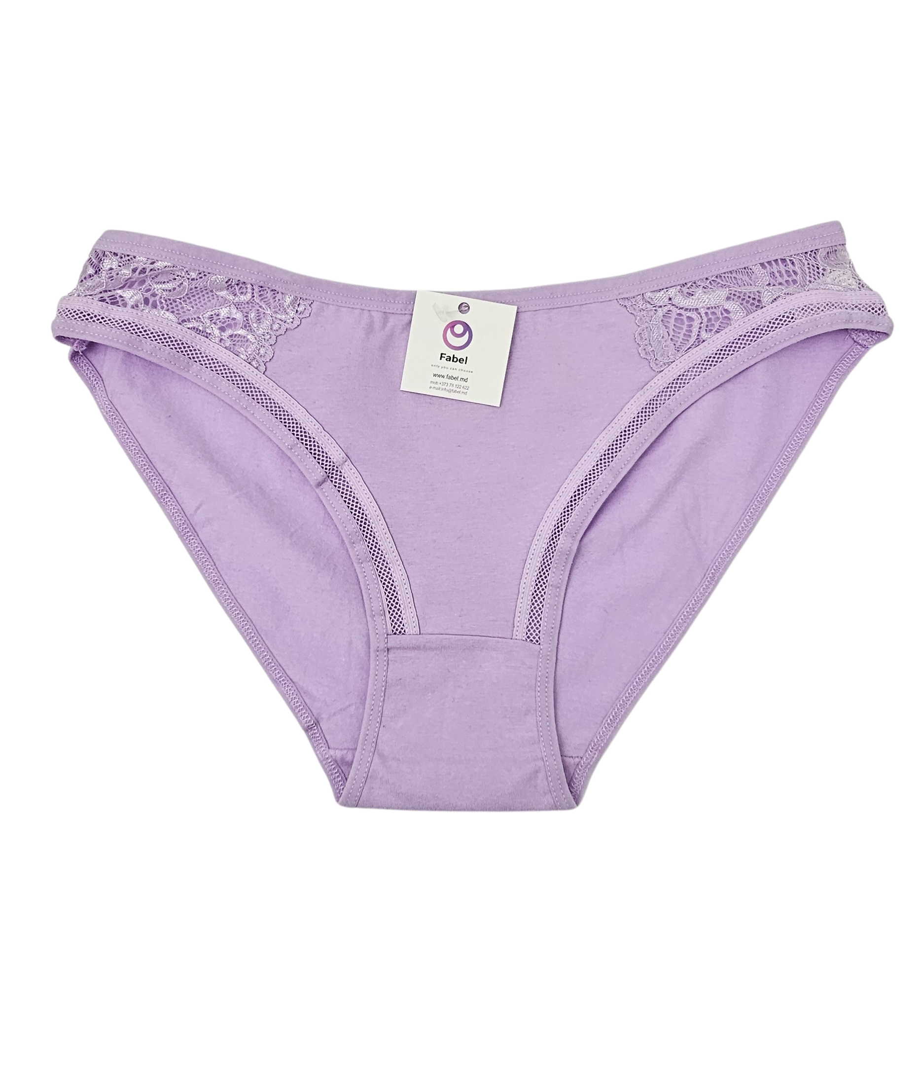 Slip clasic din bumbac cu dantelă