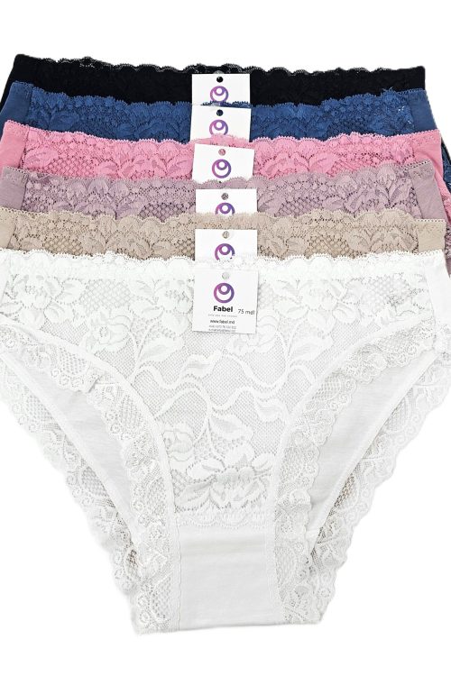 Slip clasic din bumbac cu dantelă  85637