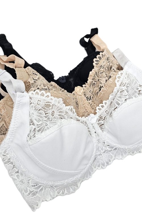 Sutien din microfibră cu dantelă, cu sârmă 12057