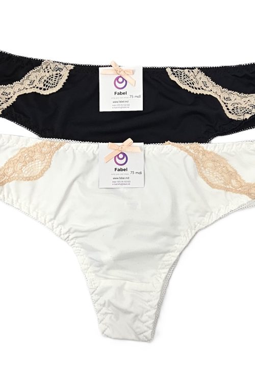 Brazilieni din satin elastic, cu dantela (3102)