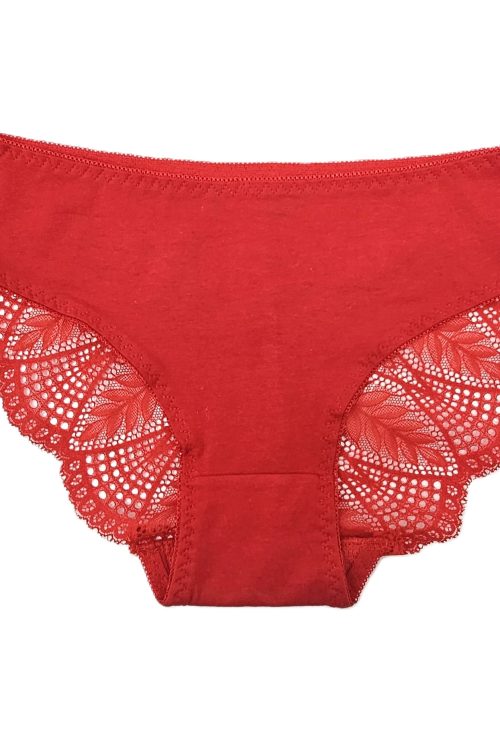 Chiloți din bumbac cu posterior de dantelă 3359