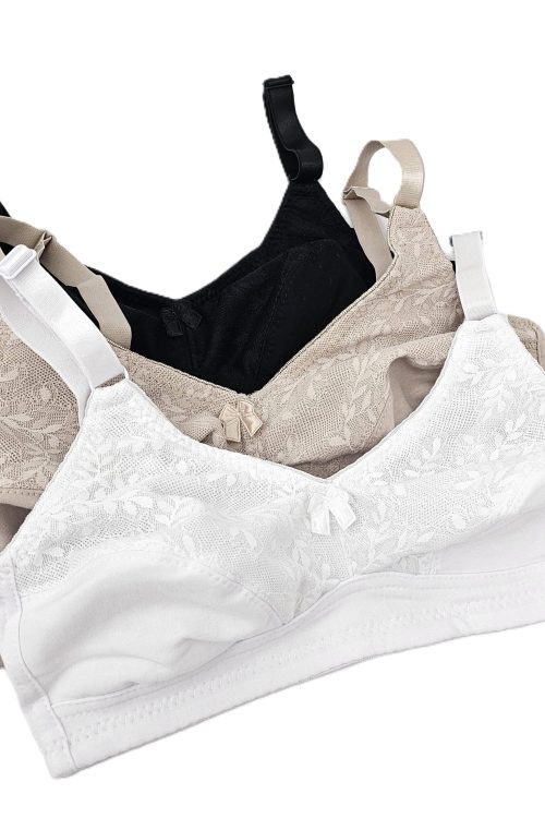 Sutien din bumbac cu dantelă, fără sârmă. 70656