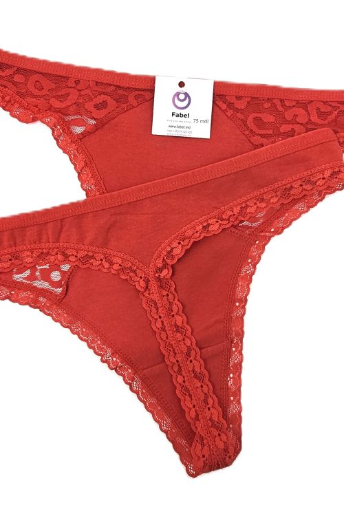 Tanga din bumbac cu dantelă 99164