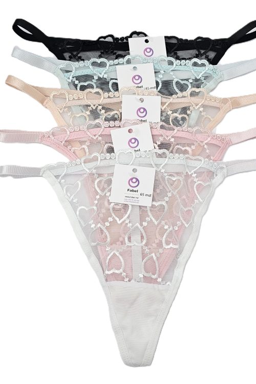 Tanga din dantelă cu inimioare