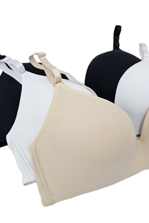 Sutien din microfibră reiată cu burete, fără sârmă 7508