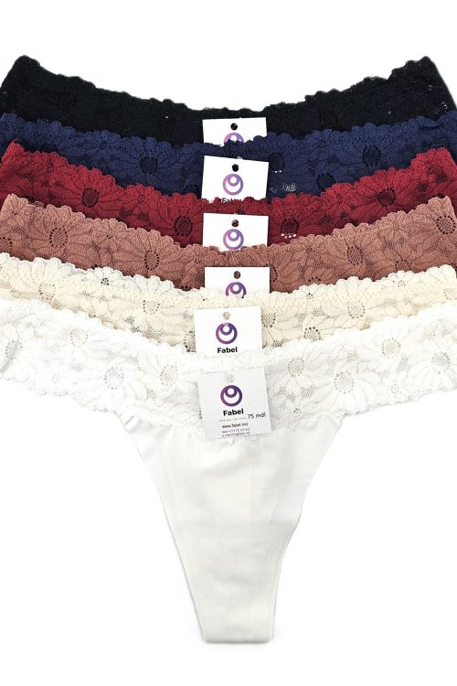 Tanga fără fir din microfibră cu dantelă 6533